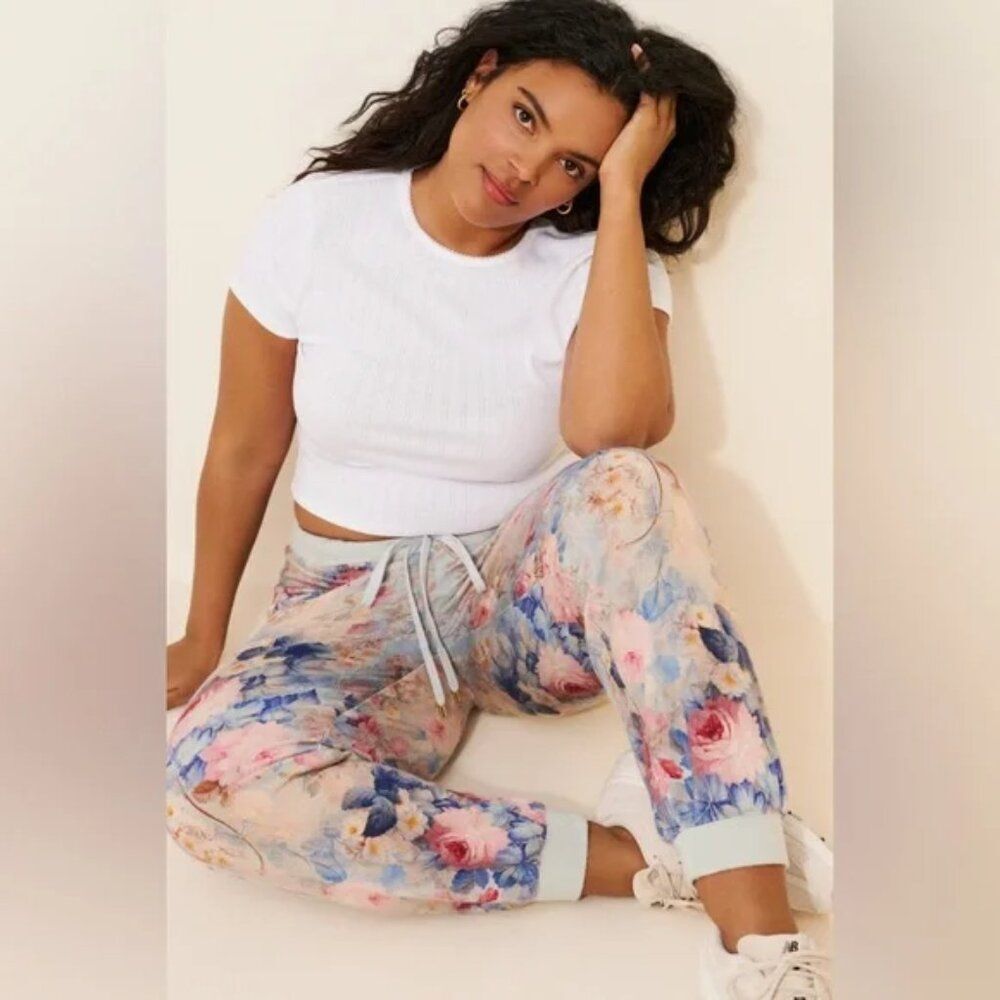 SELKIE Chateau Paper Huggable Joggers Modal Floral Sweatpants Cottagecore 2X